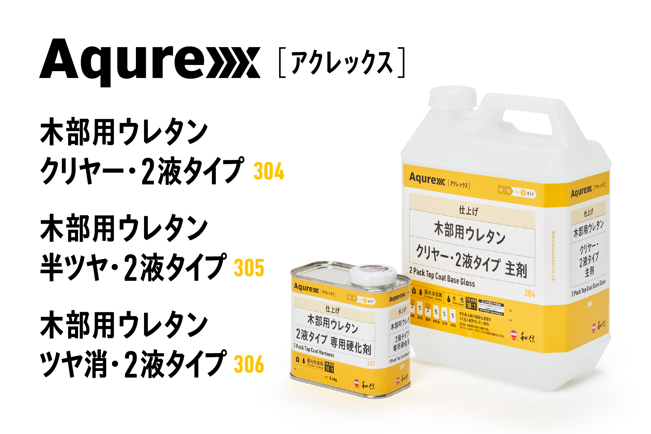 Aqurex Aqurex 木部用ウレタン クリヤー・2液タイプ / 半ツヤ・2液タイプ / ツヤ消・2液タイプ